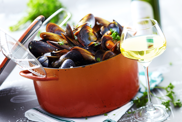 Mariner’s mussels in Riesling d’Alsace