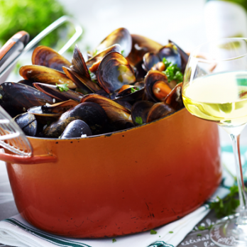 Mariner’s mussels in Riesling d’Alsace